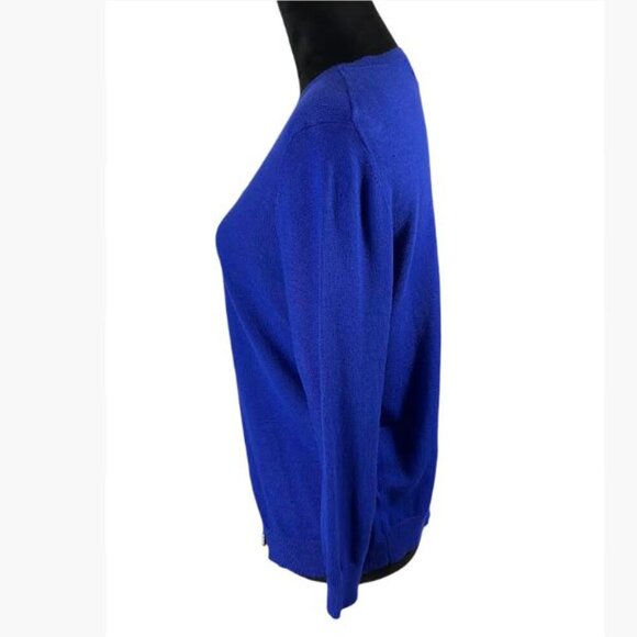 Vintage Ellen Tracy Royal Blue Sweater Toggle Close Size M EUC - Picture 3 of 12
